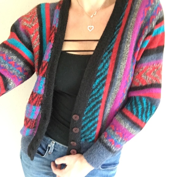Vintage Sweaters - Vintage Millma Geometric Cardigan Sweater